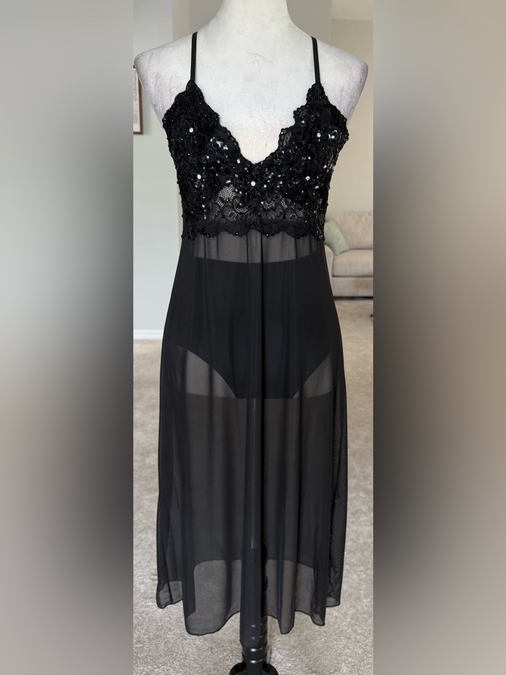 Black Long Slip Dress Dance Costume